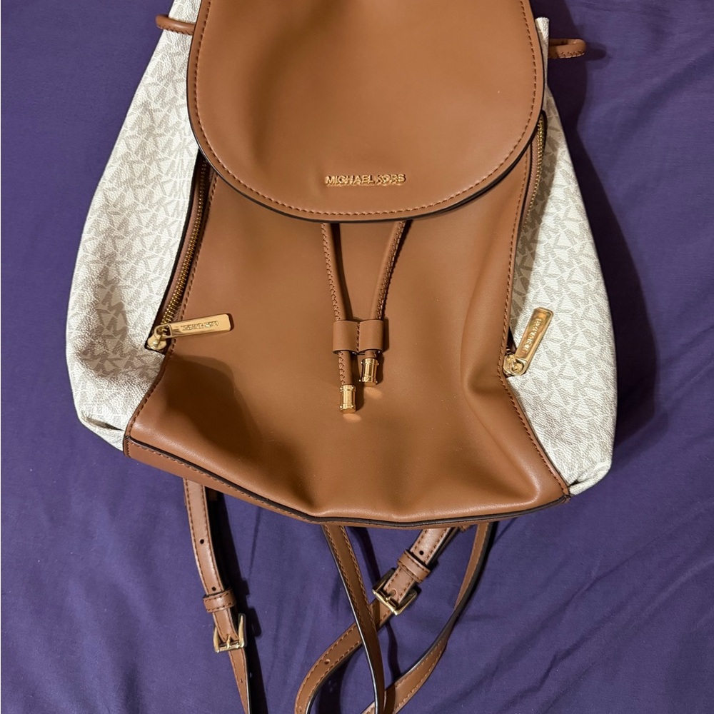 Michael Kors Tan and Cream Backpack